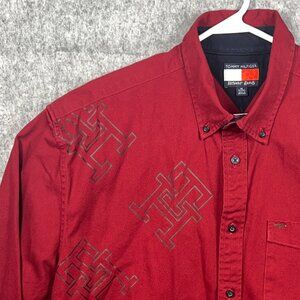 Tommy Hilfiger X Anthony Ramos Shirt Men's XL Red Monogram Button Down